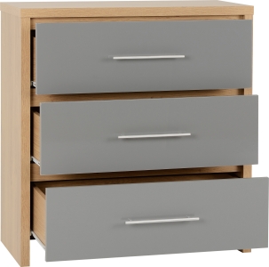 Image: 7074 - Seville 3 Drawer Chest - Grey